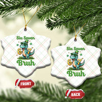 Funny Dinosaur Says Six Seven Ceramic Ornament St Patricks Day