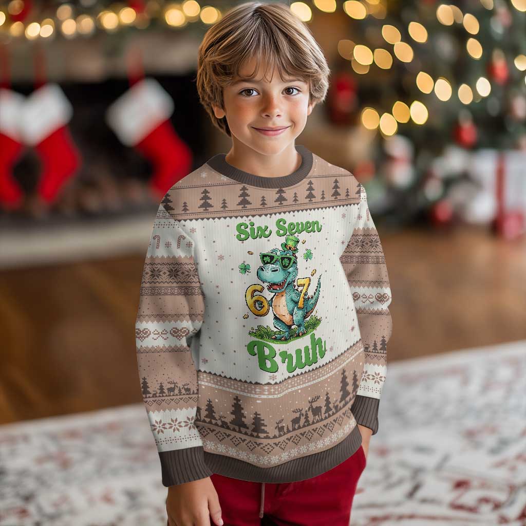 Funny Dinosaur Says Six Seven Ugly Christmas Sweater St Patricks Day