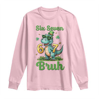 Funny Dinosaur Says Six Seven Long Sleeve Shirt St Patricks Day
