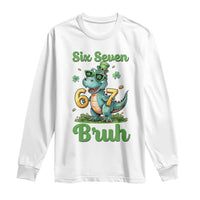 Funny Dinosaur Says Six Seven Long Sleeve Shirt St Patricks Day
