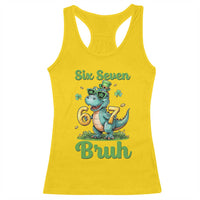Funny Dinosaur Says Six Seven Racerback Tank Top St Patricks Day