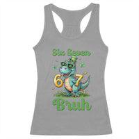 Funny Dinosaur Says Six Seven Racerback Tank Top St Patricks Day