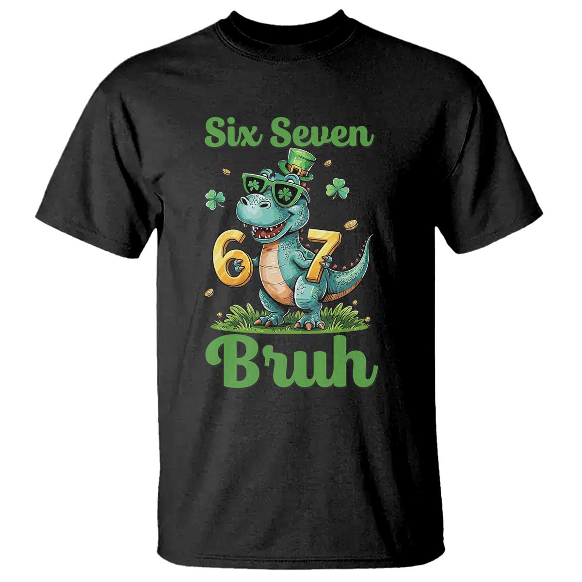 Funny Dinosaur Says Six Seven T Shirt St Patricks Day
