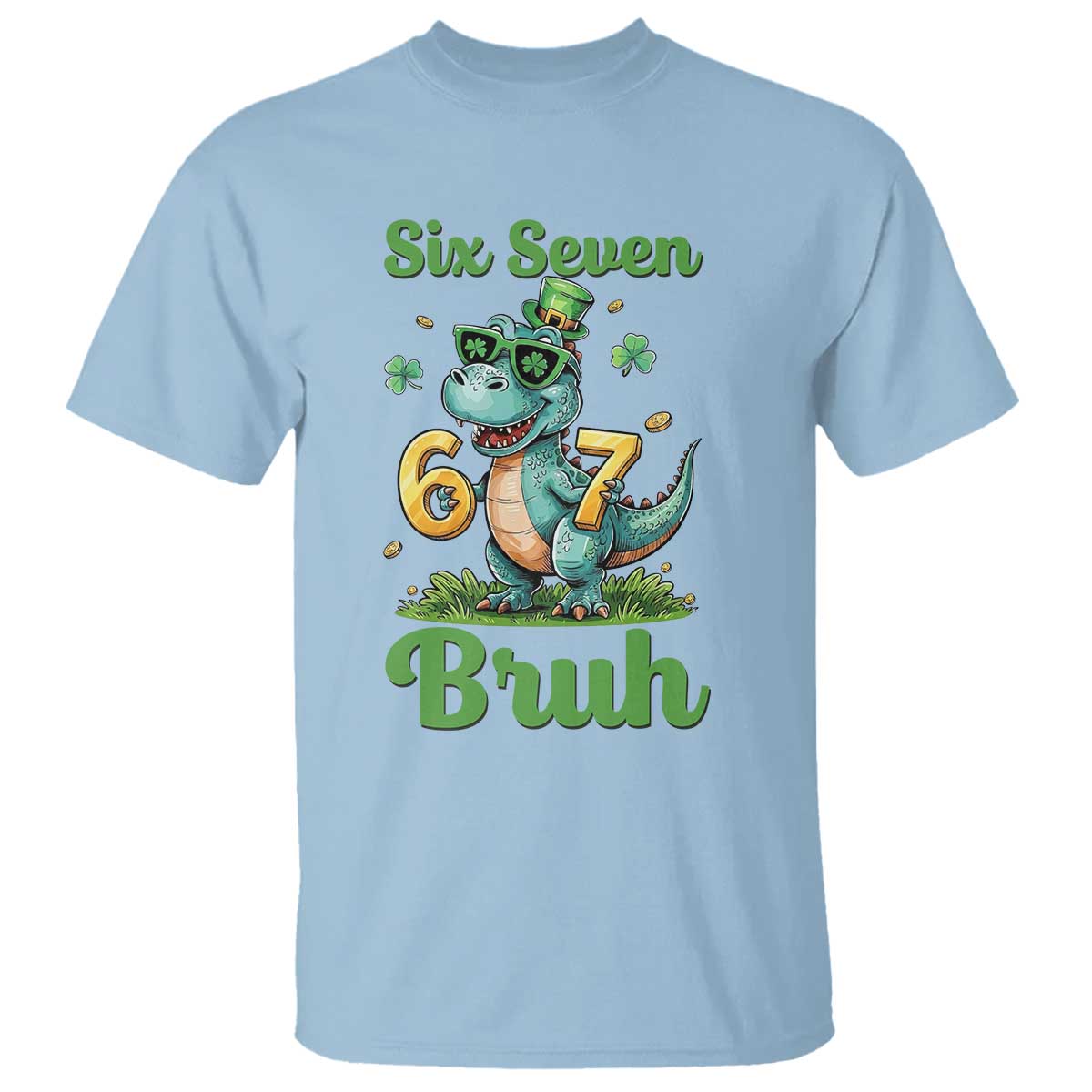 Funny Dinosaur Says Six Seven T Shirt St Patricks Day