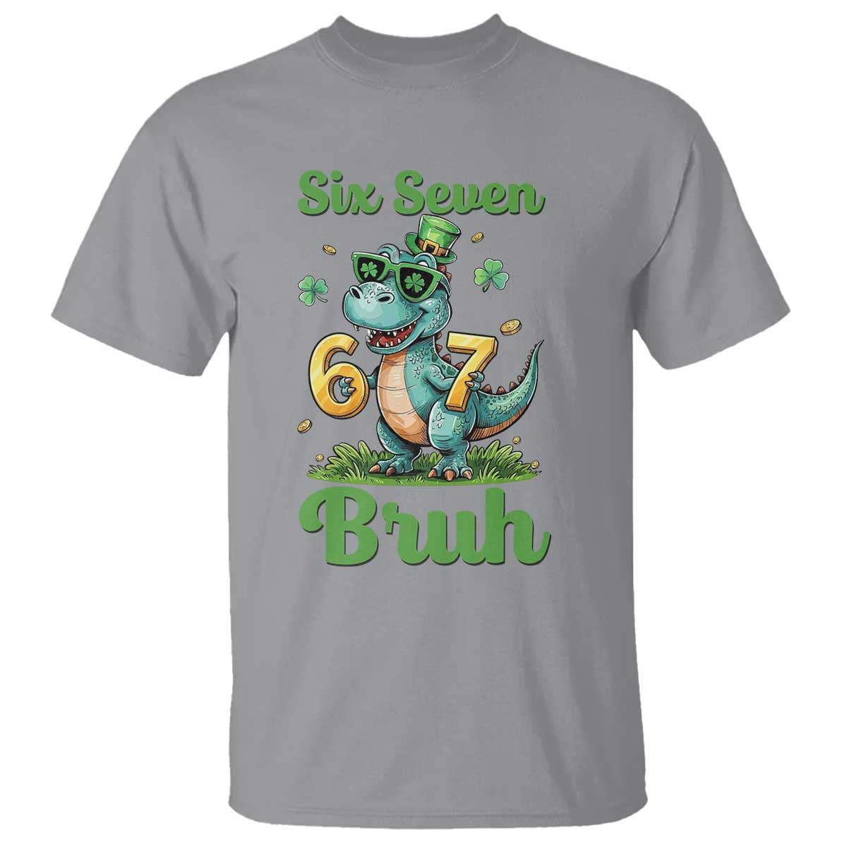 Funny Dinosaur Says Six Seven T Shirt St Patricks Day