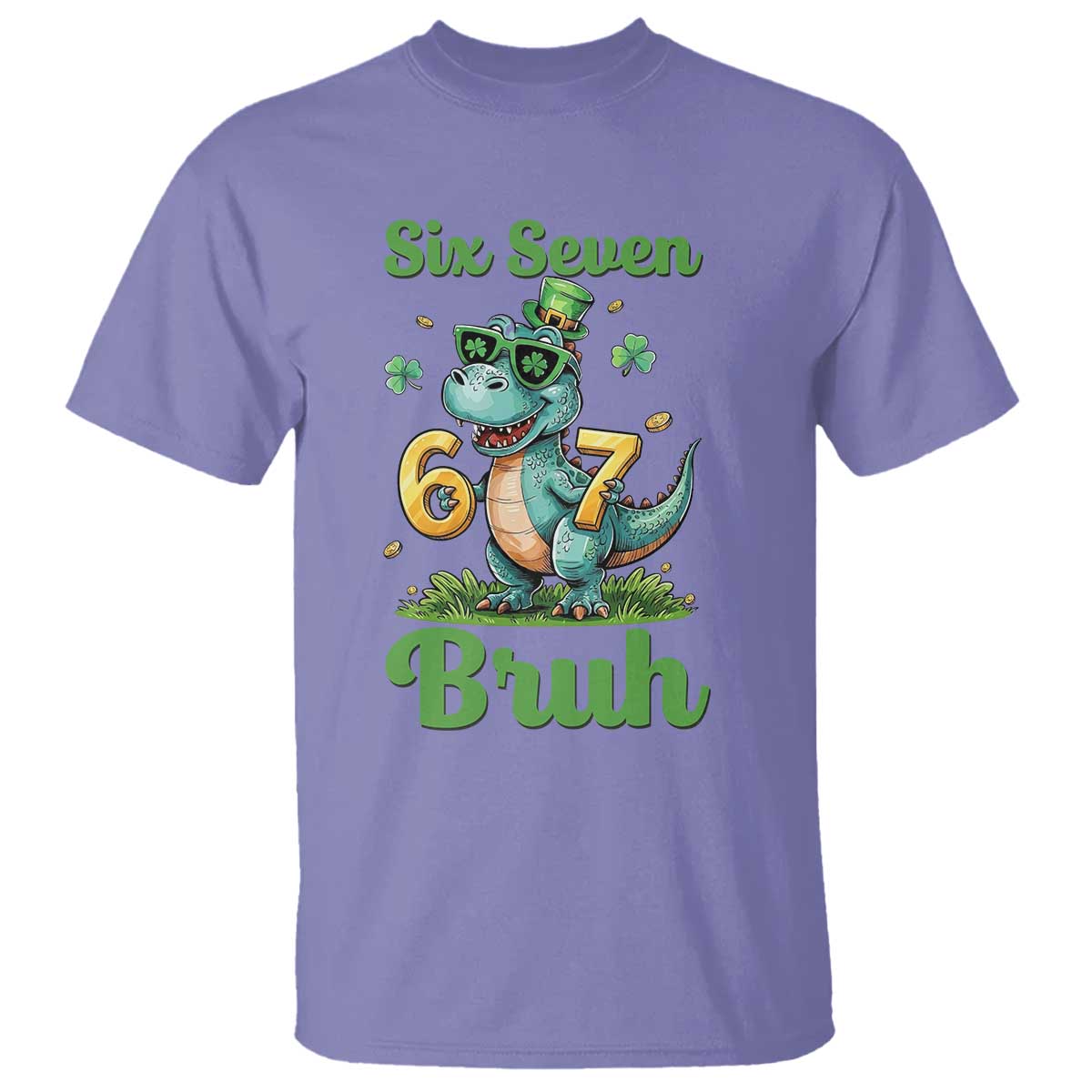 Funny Dinosaur Says Six Seven T Shirt St Patricks Day