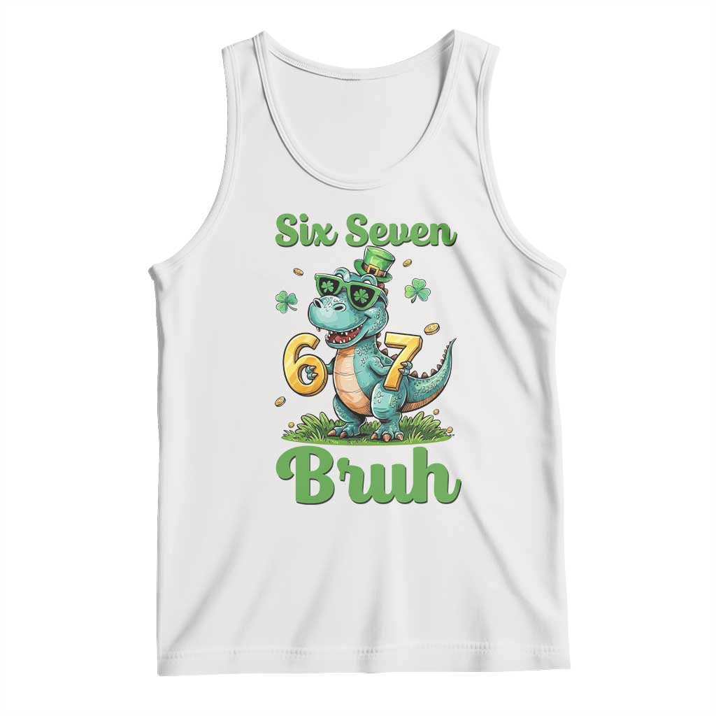 Funny Dinosaur Says Six Seven Tank Top St Patricks Day
