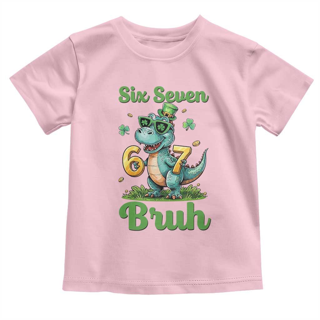 Funny Dinosaur Says Six Seven Toddler T Shirt St Patricks Day