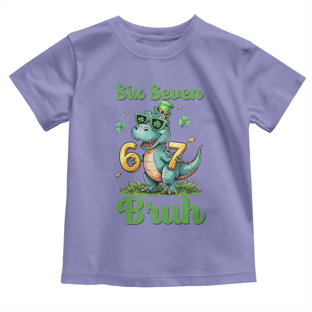 Funny Dinosaur Says Six Seven Toddler T Shirt St Patricks Day