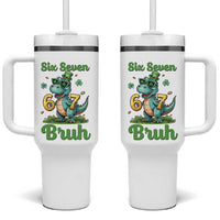 Funny Dinosaur Says Six Seven Tumbler With Handle St Patricks Day