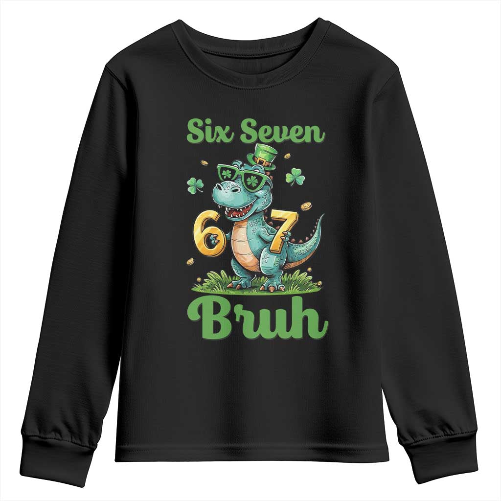 Funny Dinosaur Says Six Seven Youth Sweatshirt St Patricks Day