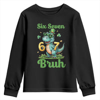 Funny Dinosaur Says Six Seven Youth Sweatshirt St Patricks Day