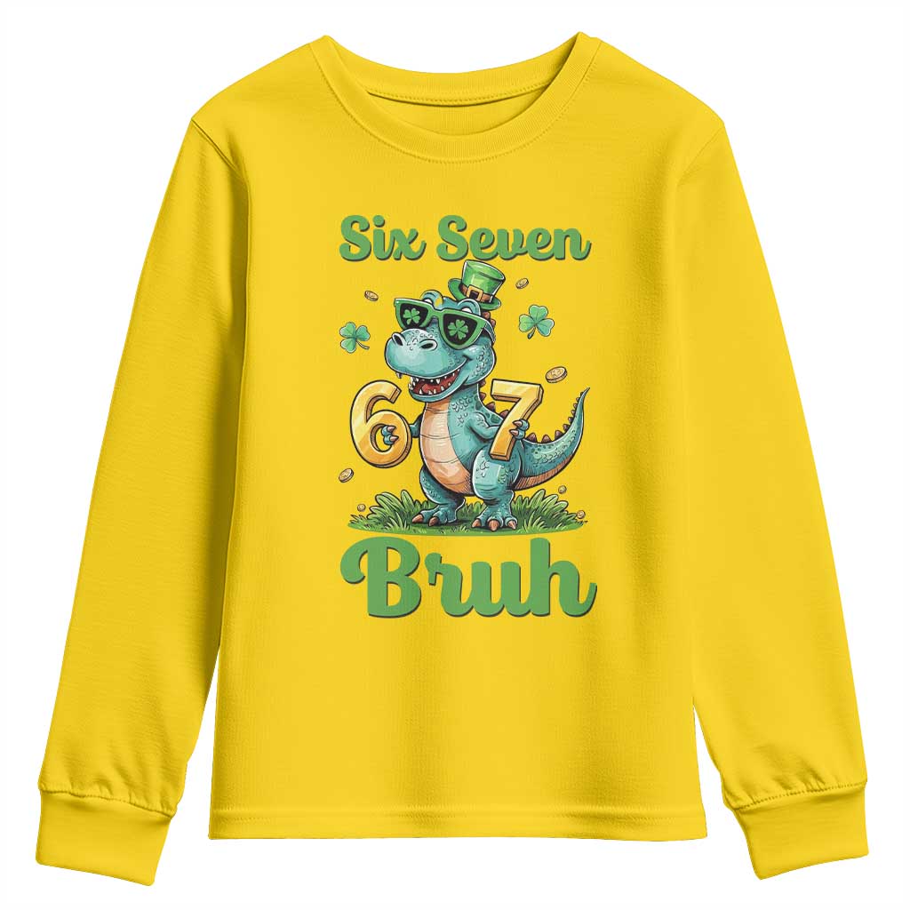 Funny Dinosaur Says Six Seven Youth Sweatshirt St Patricks Day