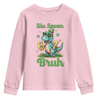 Funny Dinosaur Says Six Seven Youth Sweatshirt St Patricks Day