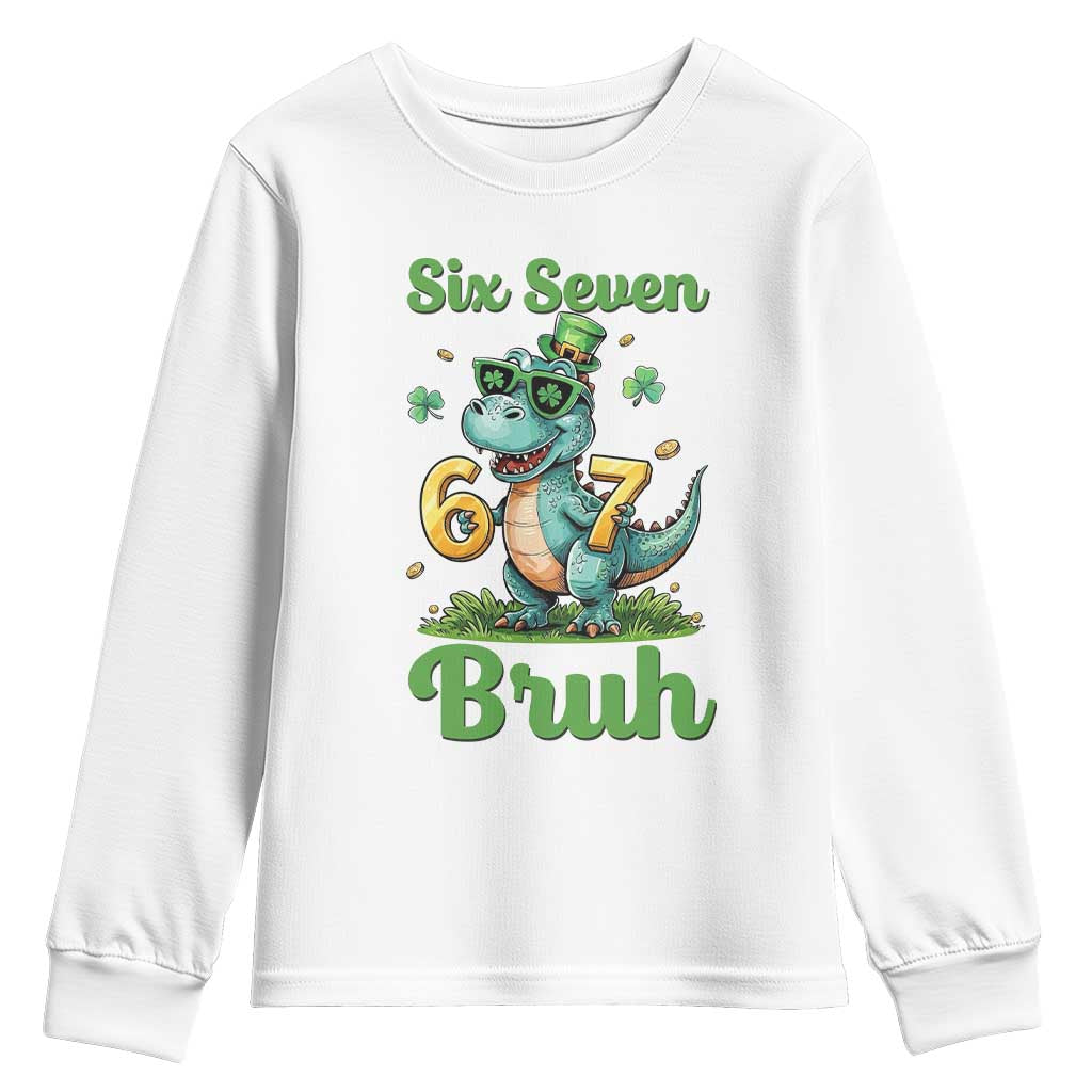 Funny Dinosaur Says Six Seven Youth Sweatshirt St Patricks Day