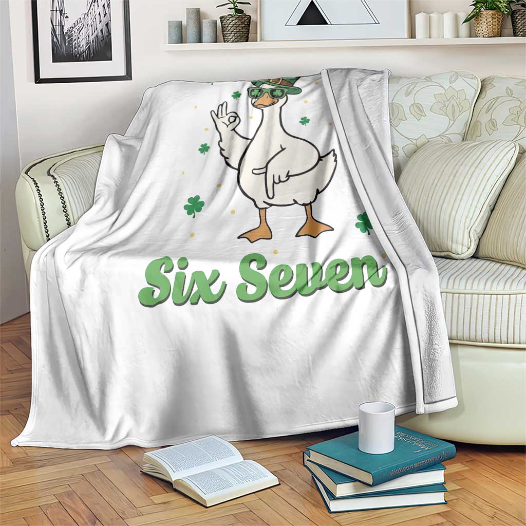 Lucky Goose Six Seven Meme Throw Blanket St Patricks Day