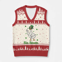 Lucky Goose Six Seven Meme V-Neck Knit Sweater Vest St Patricks Day