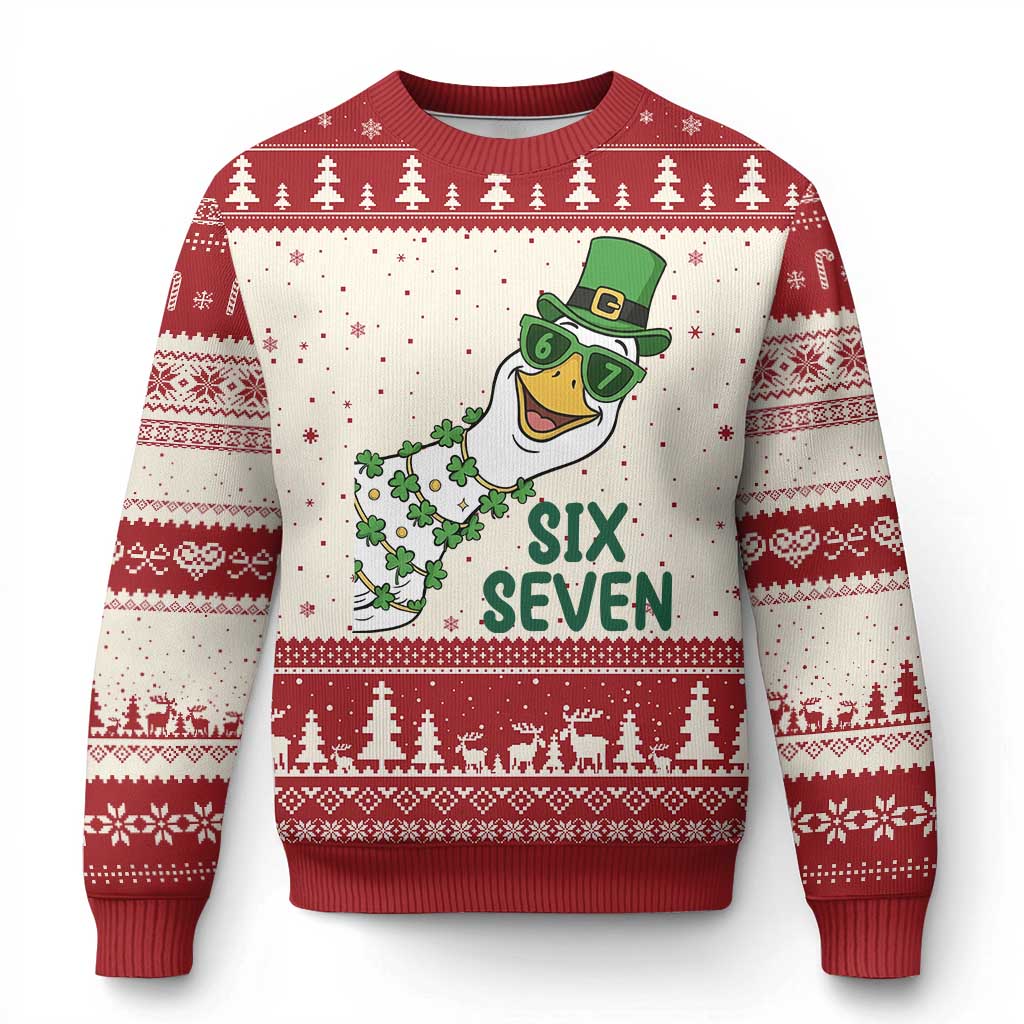 Chaotic Goose Six Seven Meme Ugly Christmas Sweater Funny St Patricks Day Gift