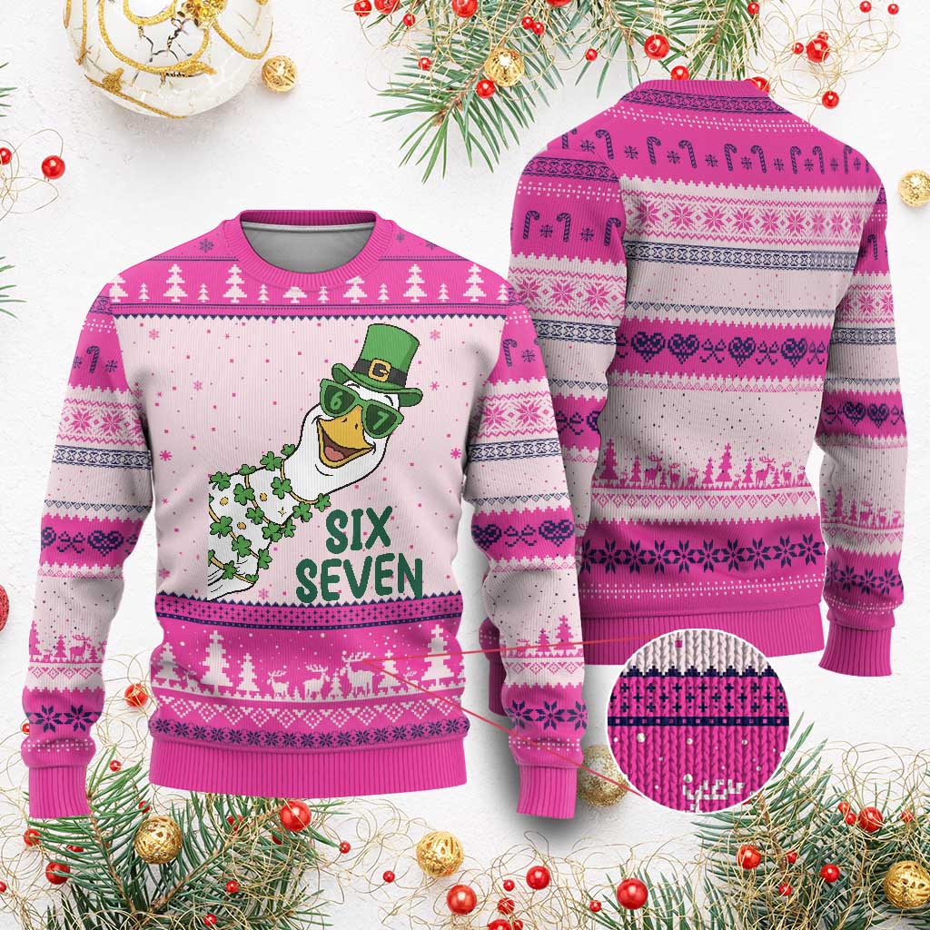 Chaotic Goose Six Seven Meme Ugly Christmas Sweater Funny St Patricks Day Gift
