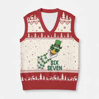 Chaotic Goose Six Seven Meme V-Neck Knit Sweater Vest Funny St Patricks Day Gift