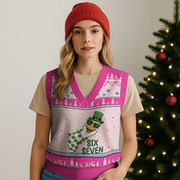 Chaotic Goose Six Seven Meme V-Neck Knit Sweater Vest Funny St Patricks Day Gift