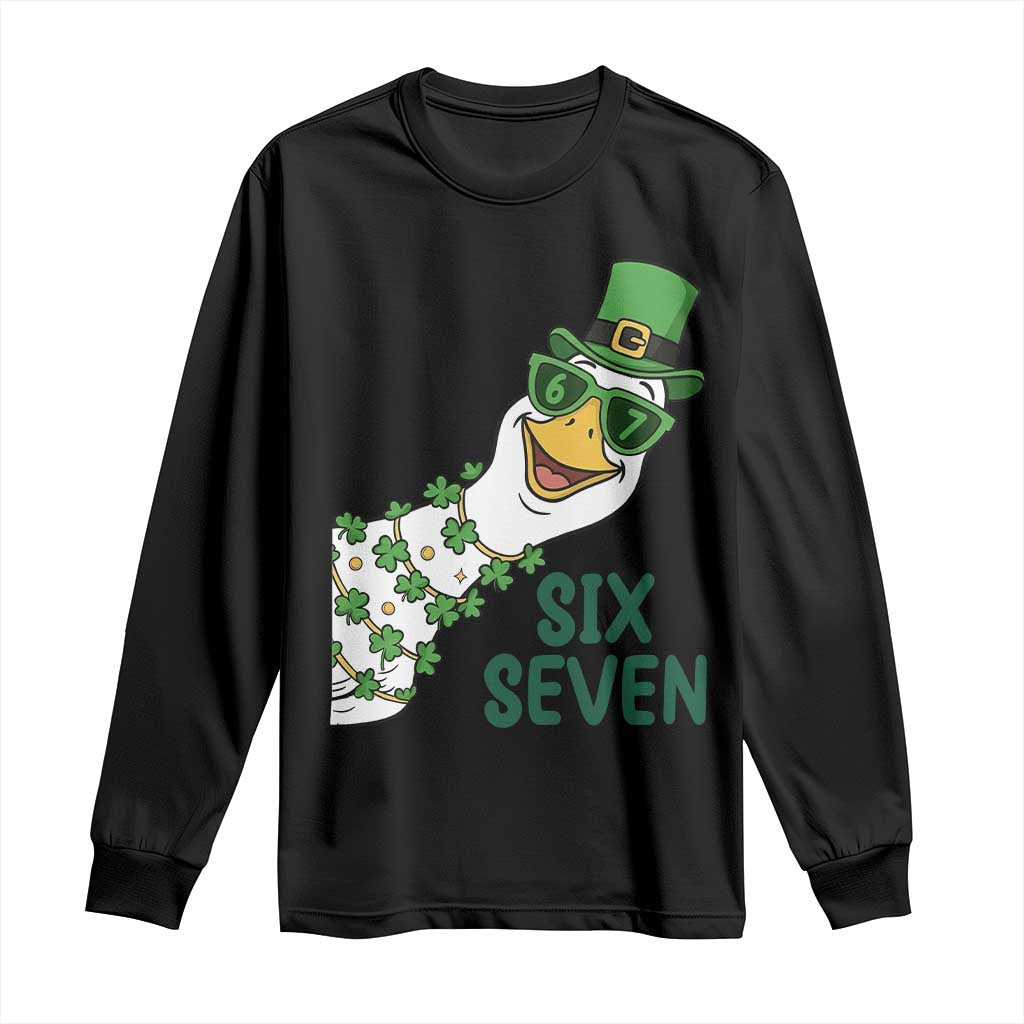 Chaotic Goose Six Seven Meme Long Sleeve Shirt Funny St Patricks Day Gift