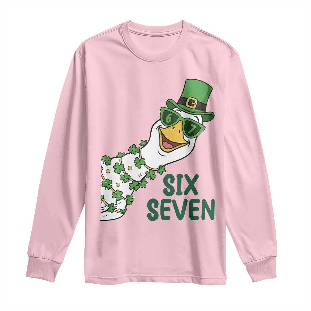 Chaotic Goose Six Seven Meme Long Sleeve Shirt Funny St Patricks Day Gift
