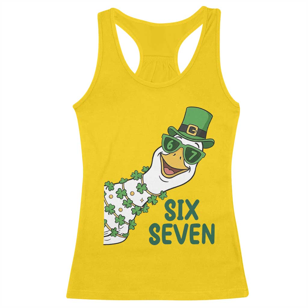 Chaotic Goose Six Seven Meme Racerback Tank Top Funny St Patricks Day Gift