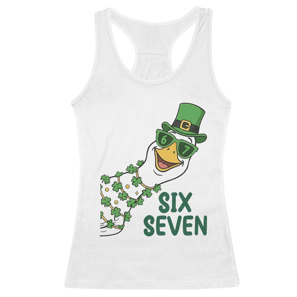 Chaotic Goose Six Seven Meme Racerback Tank Top Funny St Patricks Day Gift