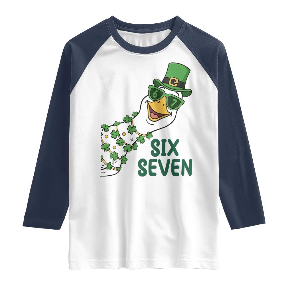 Chaotic Goose Six Seven Meme Raglan Shirt Funny St Patricks Day Gift