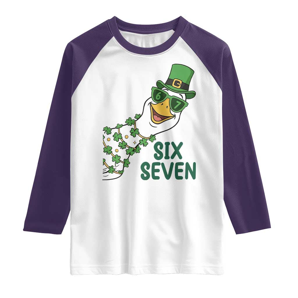 Chaotic Goose Six Seven Meme Raglan Shirt Funny St Patricks Day Gift