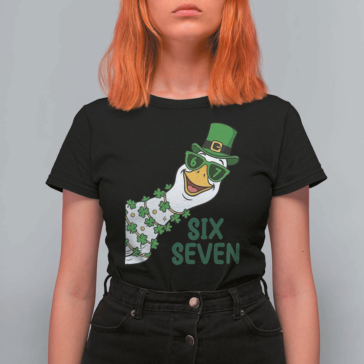 Chaotic Goose Six Seven Meme T Shirt For Women Funny St Patricks Day Gift