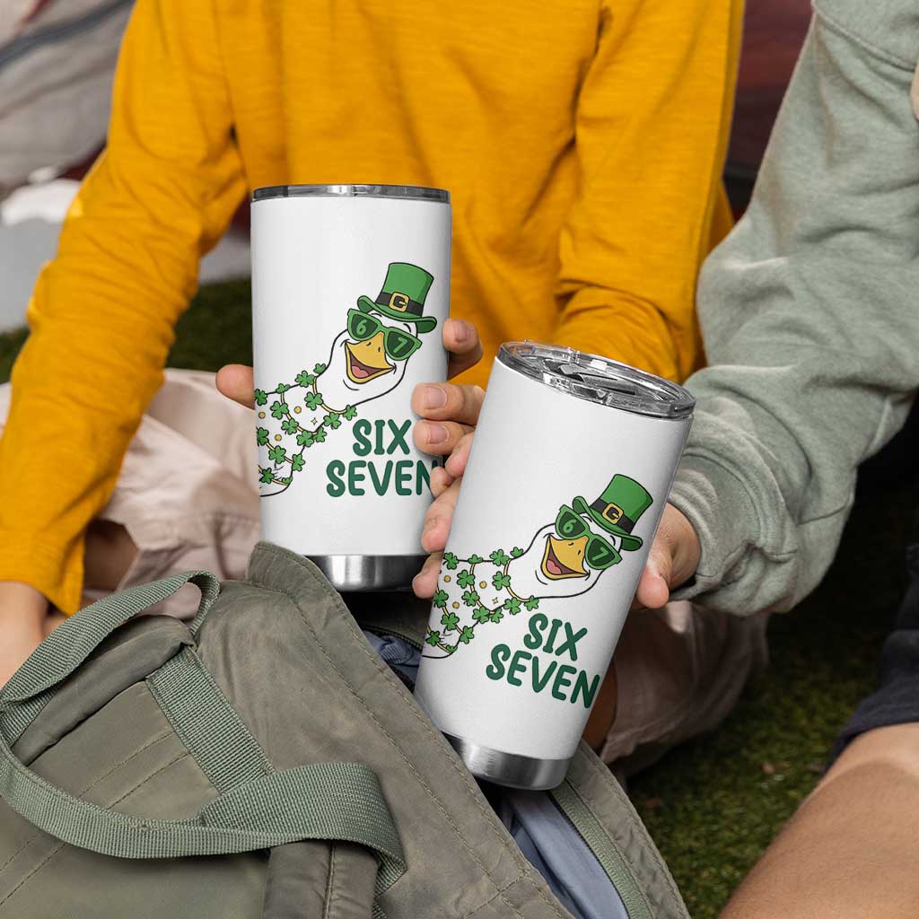 Chaotic Goose Six Seven Meme Tumbler Cup Funny St Patricks Day Gift