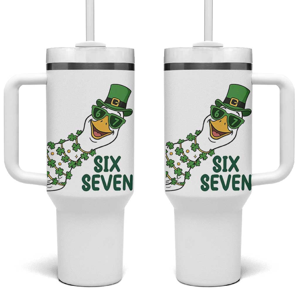 Chaotic Goose Six Seven Meme Tumbler With Handle Funny St Patricks Day Gift