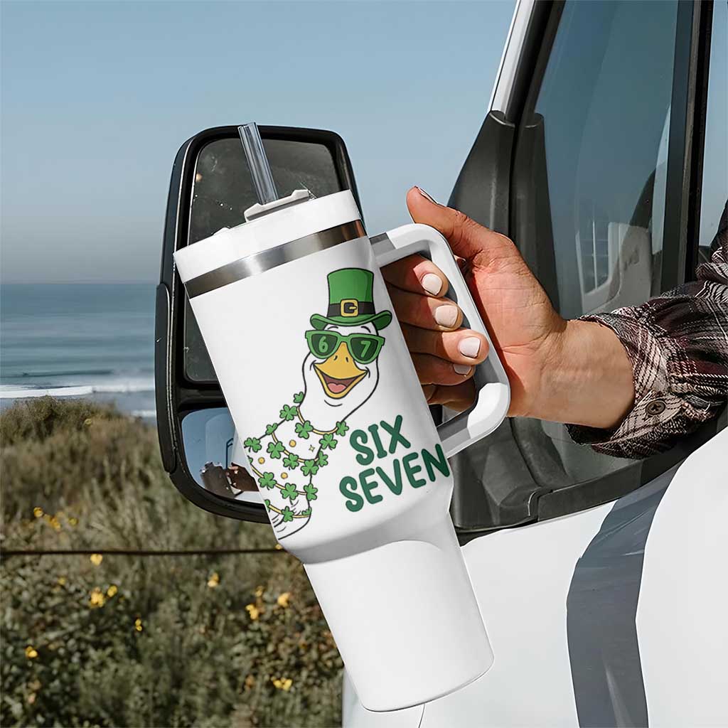 Chaotic Goose Six Seven Meme Tumbler With Handle Funny St Patricks Day Gift