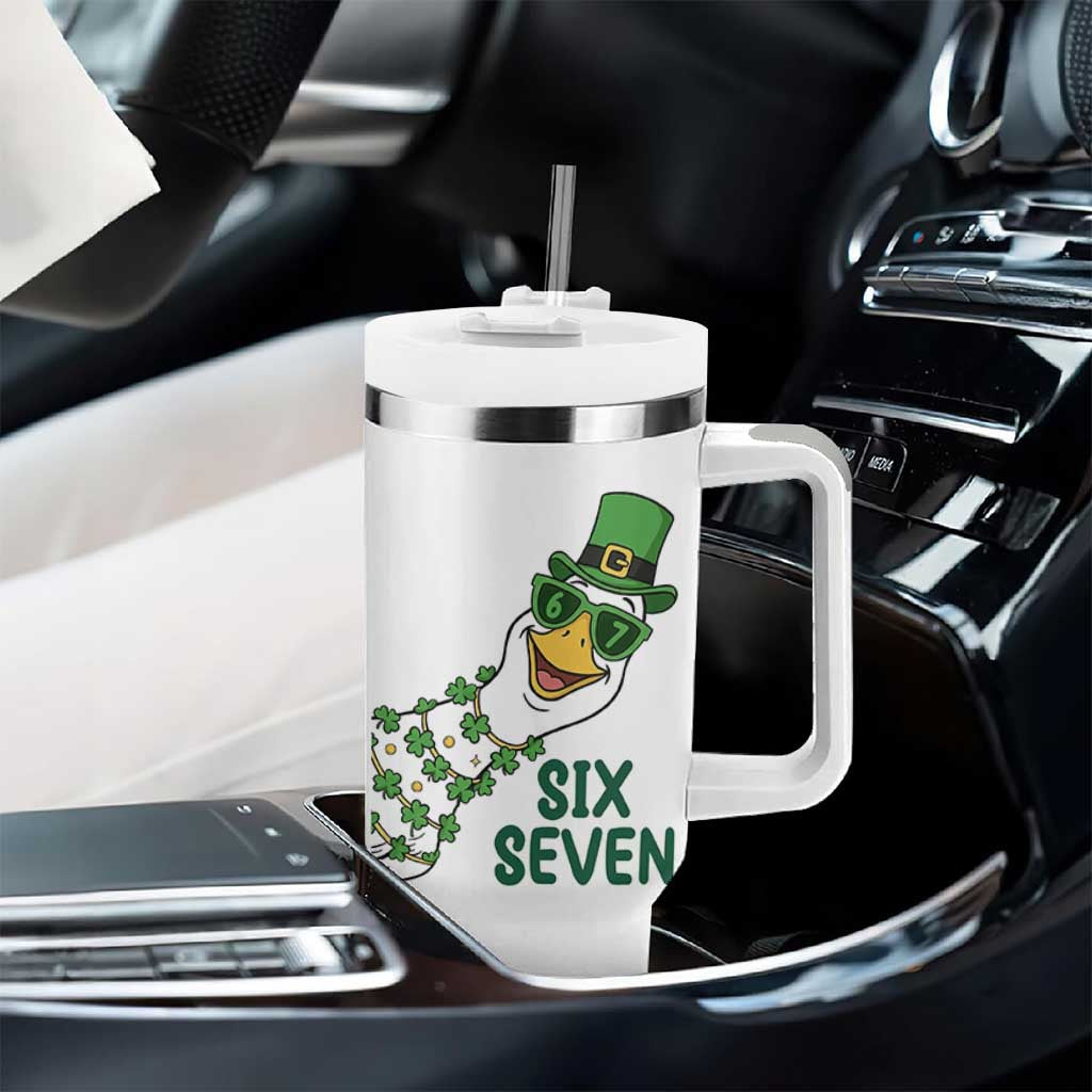 Chaotic Goose Six Seven Meme Tumbler With Handle Funny St Patricks Day Gift