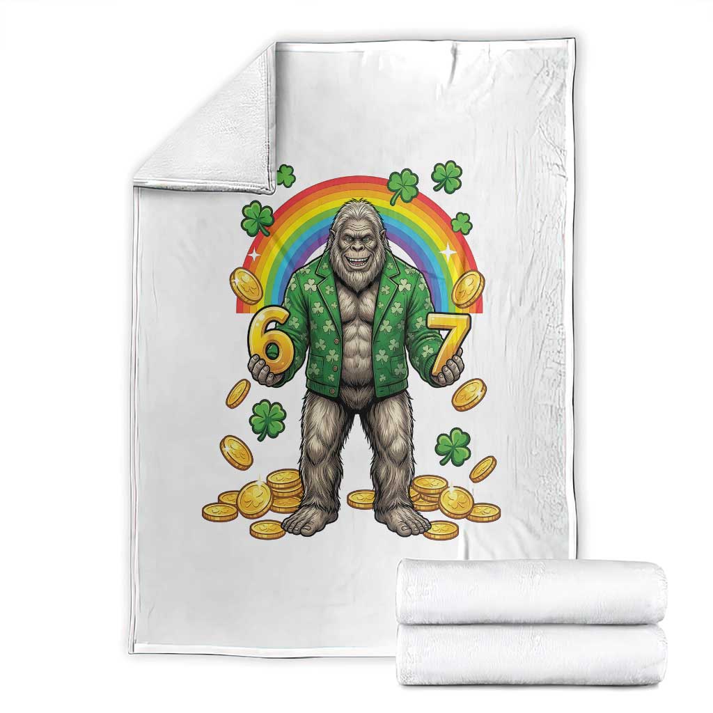 Bigfoot Six Seven Meme Throw Blanket Funny St Patricks Day Gift