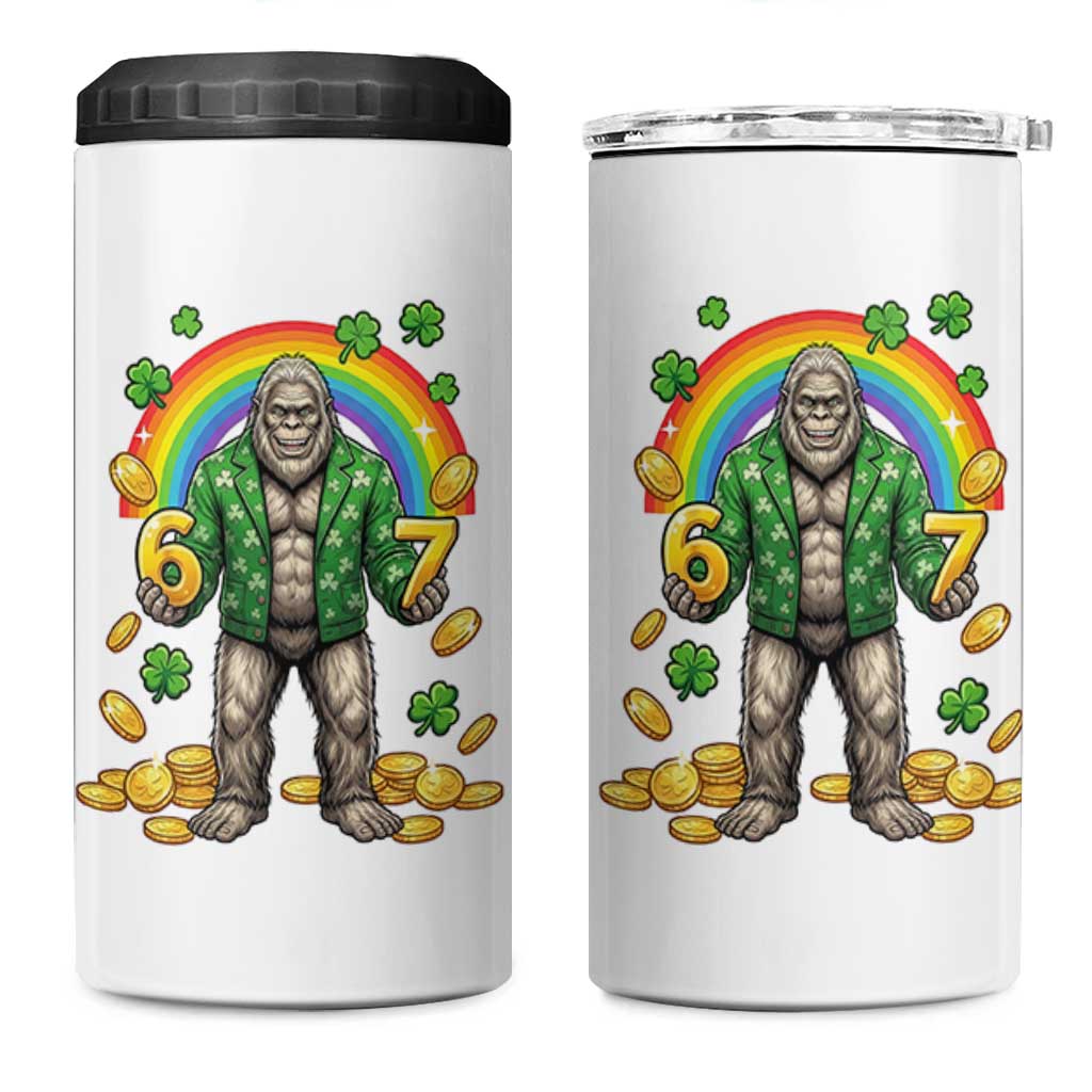 Bigfoot Six Seven Meme 4 in 1 Can Cooler Tumbler Funny St Patricks Day Gift