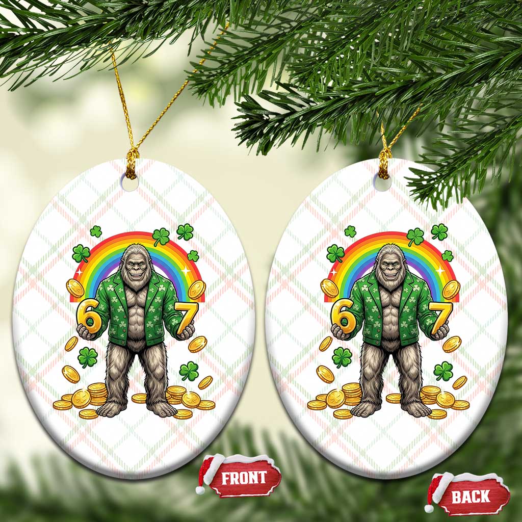 Bigfoot Six Seven Meme Ceramic Ornament Funny St Patricks Day Gift