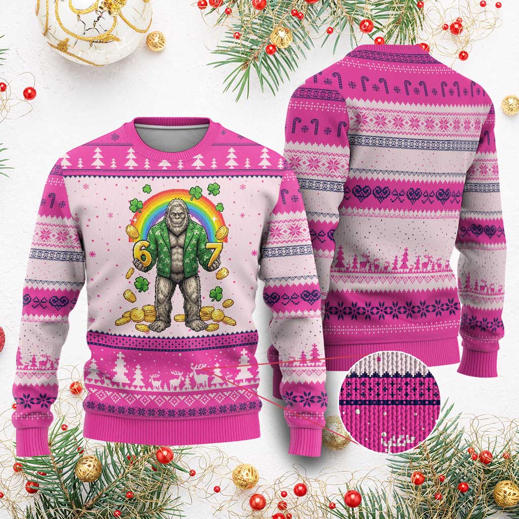 Bigfoot Six Seven Meme Ugly Christmas Sweater Funny St Patricks Day Gift