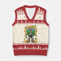 Bigfoot Six Seven Meme V-Neck Knit Sweater Vest Funny St Patricks Day Gift