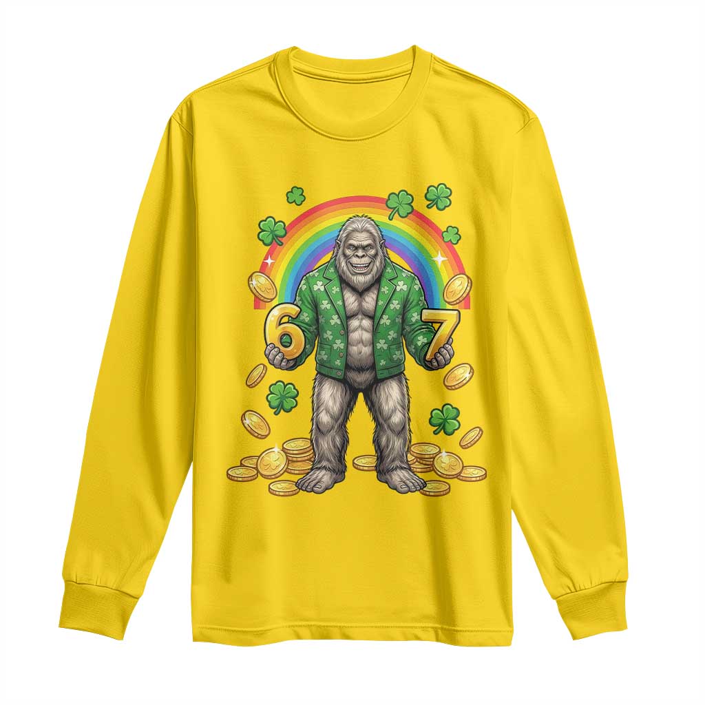 Bigfoot Six Seven Meme Long Sleeve Shirt Funny St Patricks Day Gift