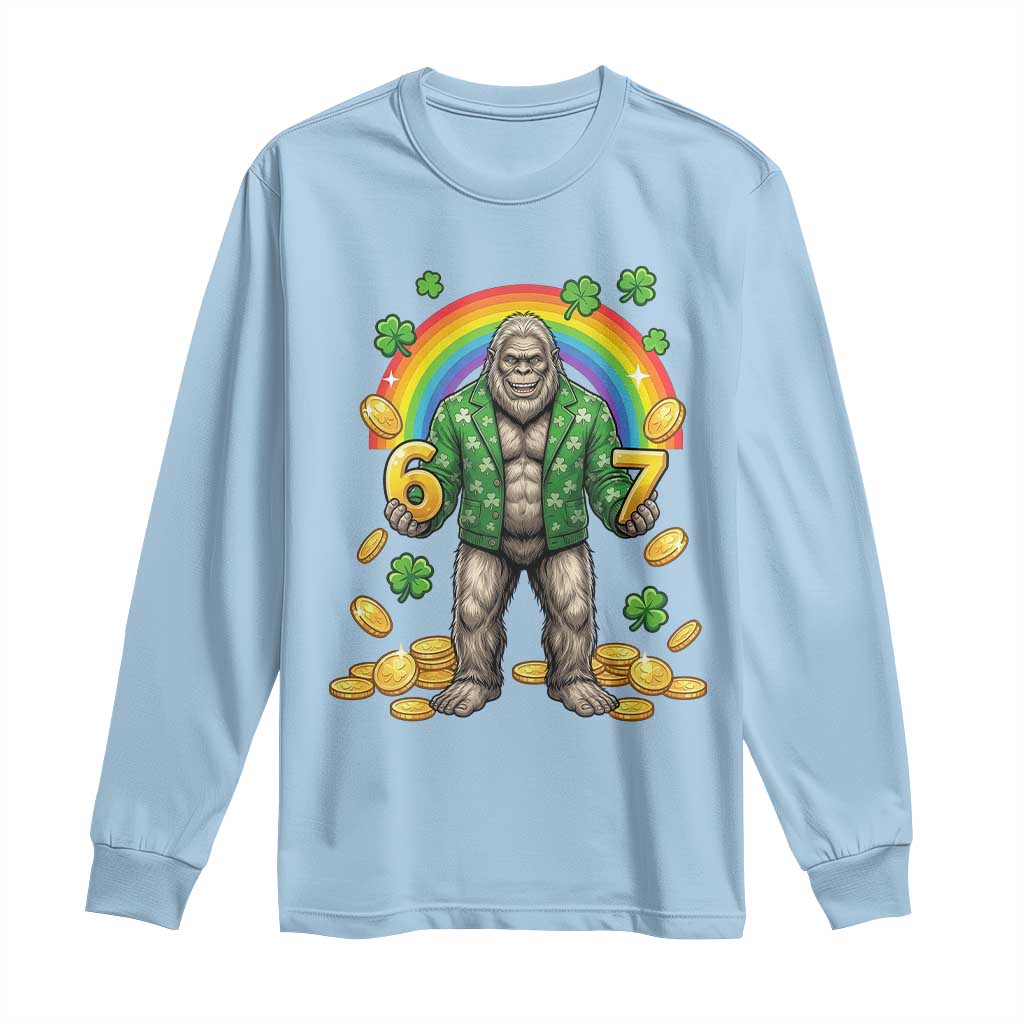 Bigfoot Six Seven Meme Long Sleeve Shirt Funny St Patricks Day Gift
