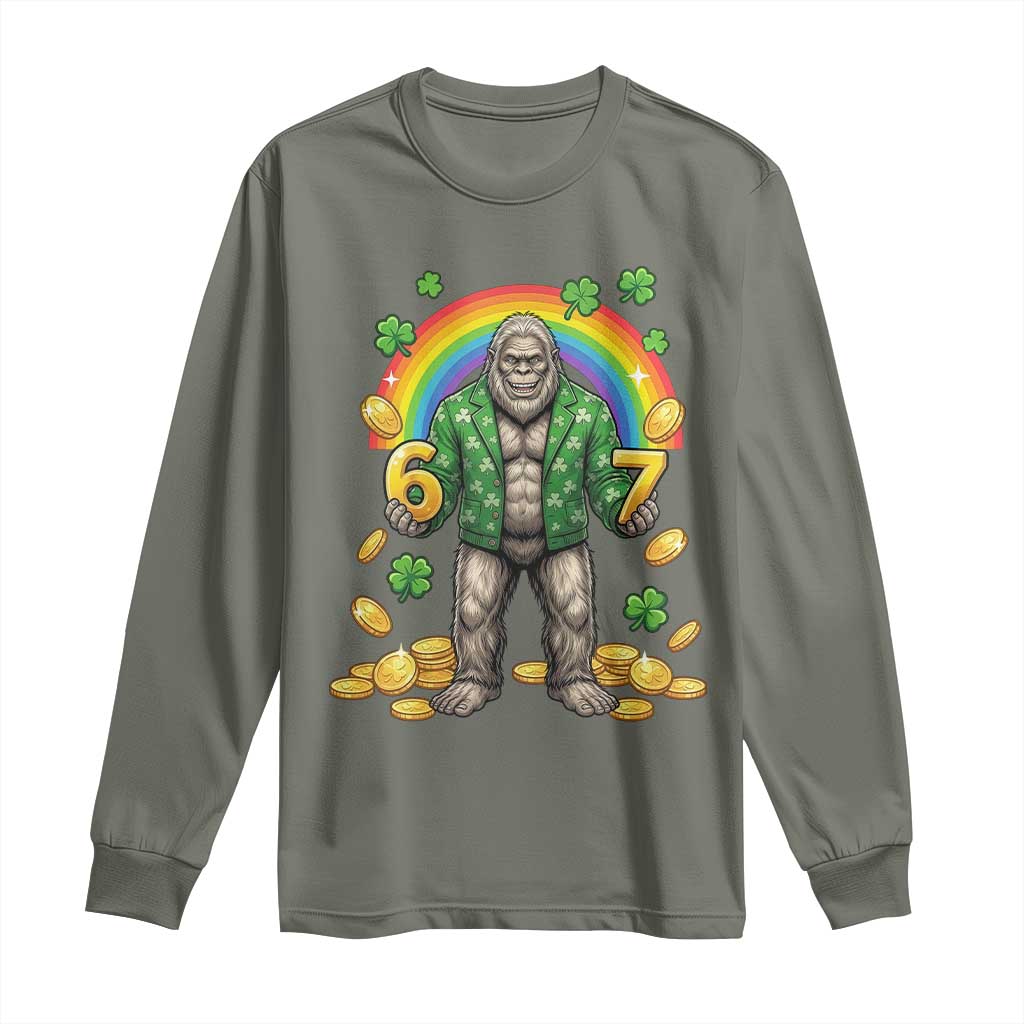 Bigfoot Six Seven Meme Long Sleeve Shirt Funny St Patricks Day Gift