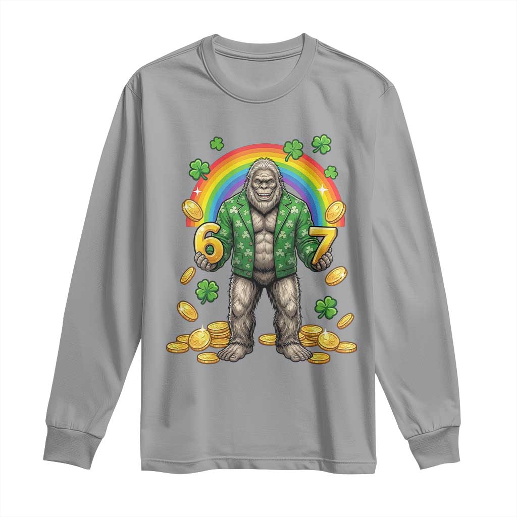 Bigfoot Six Seven Meme Long Sleeve Shirt Funny St Patricks Day Gift
