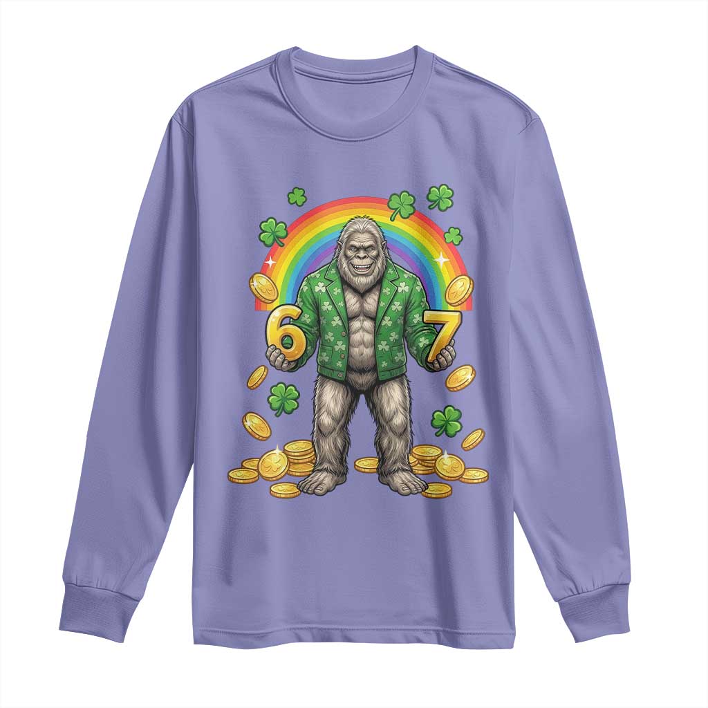 Bigfoot Six Seven Meme Long Sleeve Shirt Funny St Patricks Day Gift