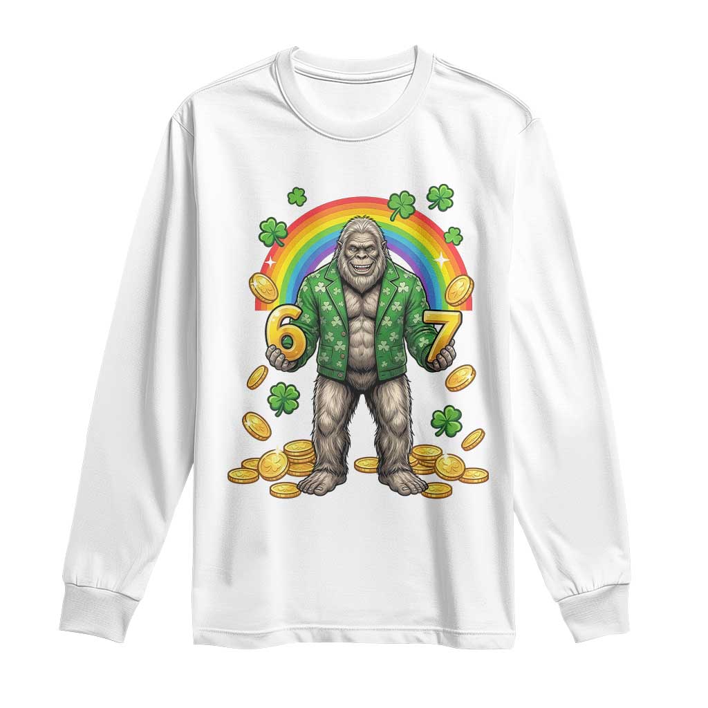 Bigfoot Six Seven Meme Long Sleeve Shirt Funny St Patricks Day Gift