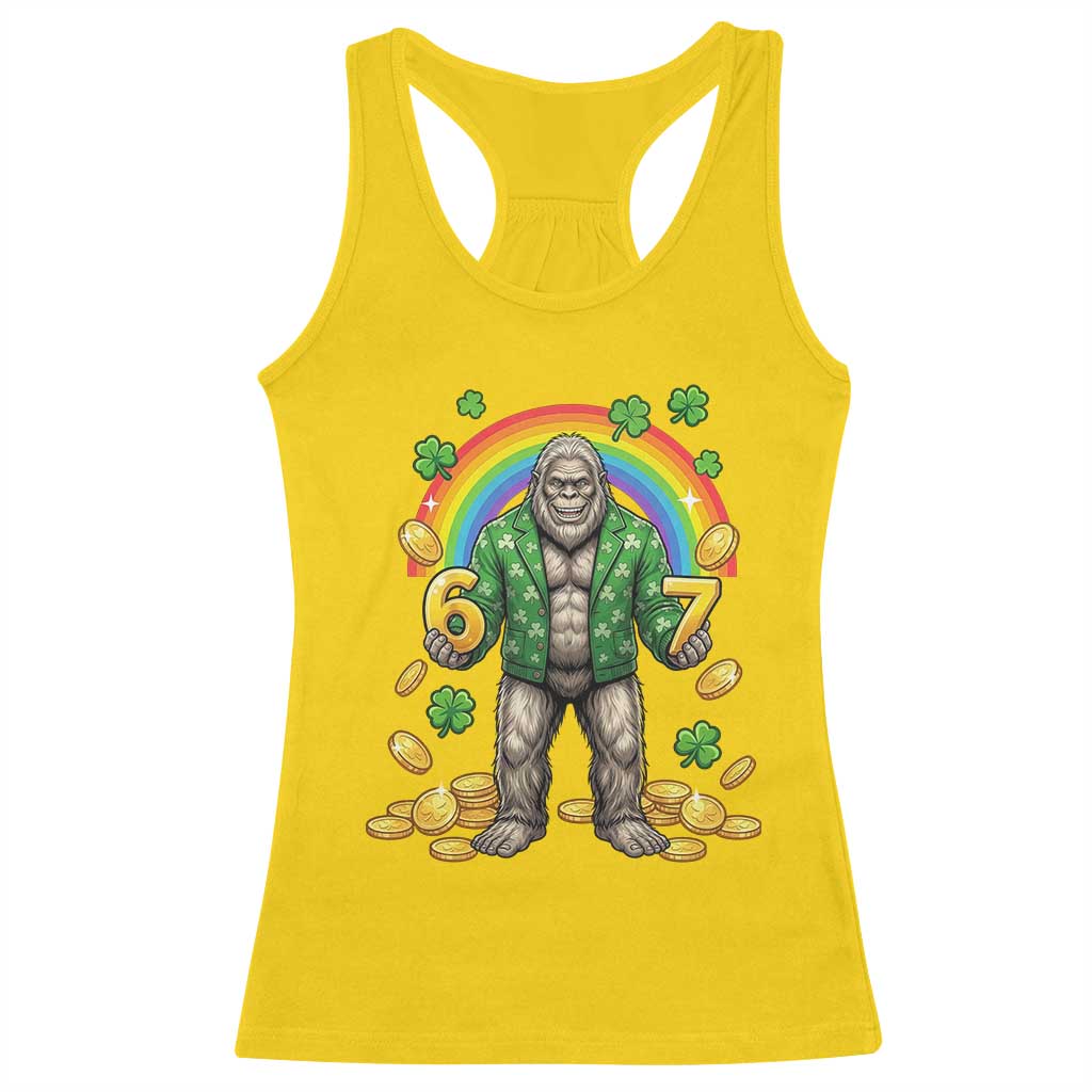 Bigfoot Six Seven Meme Racerback Tank Top Funny St Patricks Day Gift