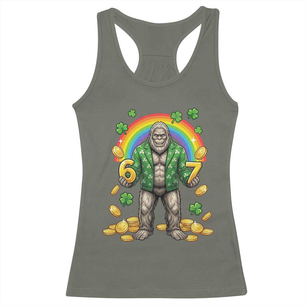 Bigfoot Six Seven Meme Racerback Tank Top Funny St Patricks Day Gift
