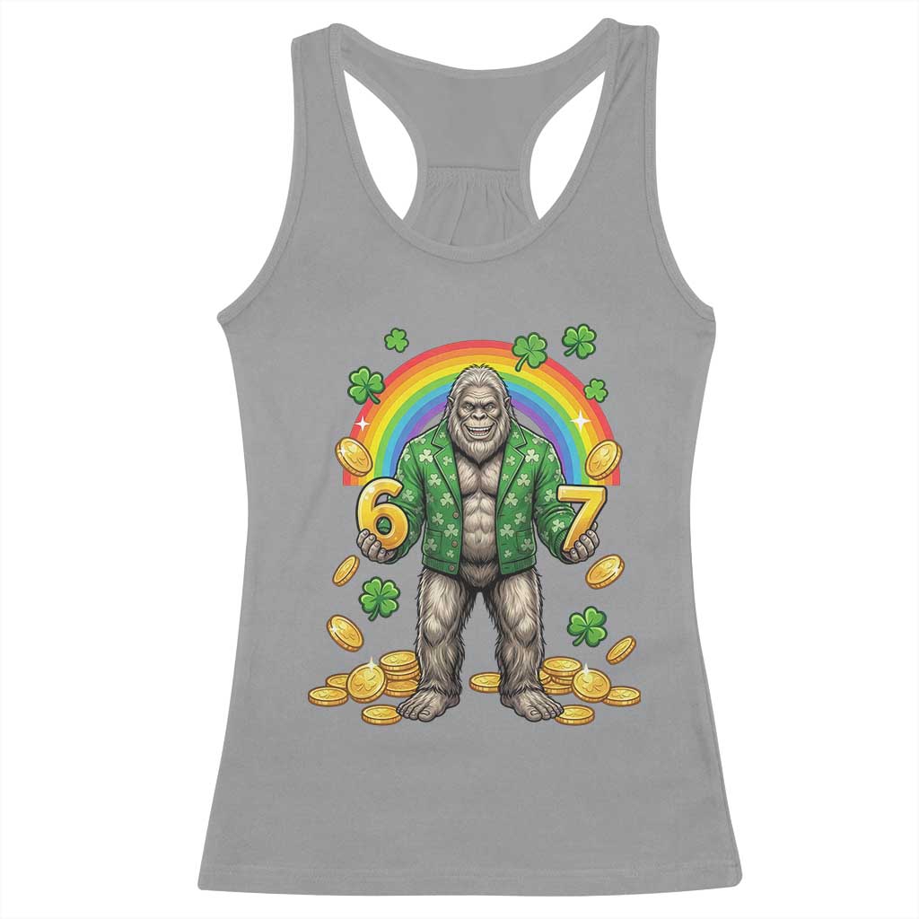Bigfoot Six Seven Meme Racerback Tank Top Funny St Patricks Day Gift